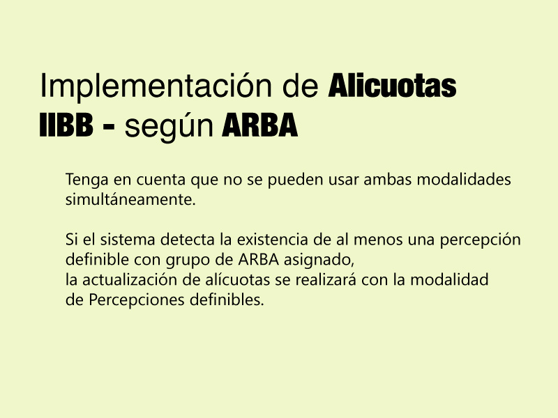 Implementación de Alicuotas IIBB- ARBA