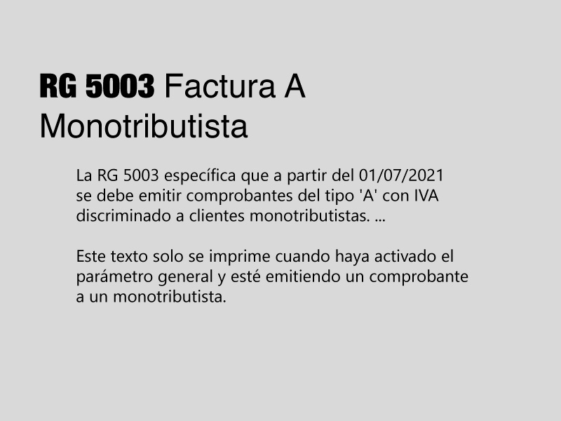 RG5003- Factura A Monotributistas